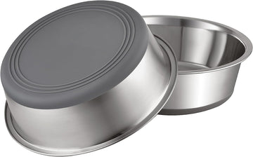 PEGGY11 Stainless Steel Dog Bowls 2-Pack, Non-Slip, Dishwasher Safe - 3.8 Cups Each