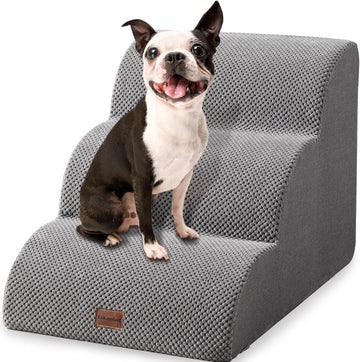 Dog Stairs 3-Step, Non-Slip for Small Dogs - Access Bed, Couch Easily - Indoor/Outdoor