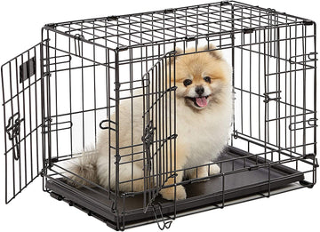 Midwest Double Door Enhanced Crate – Various-Sized Dog Crate with Leak-Proof Pan, Divider Panel, Patented Features, and Floor-Protecting Feet