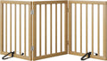 Wooden Foldable Dog Gate, Freestanding Multi-Panel Indoor Pet Gate, Extra Wide 24
