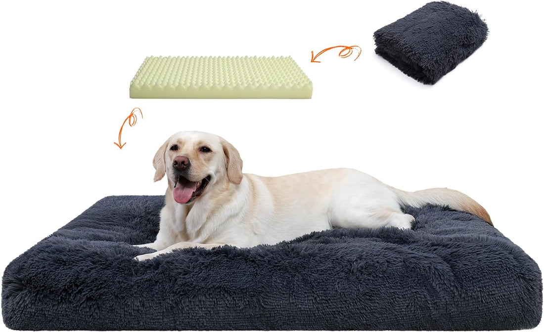 Orthopedic Dog Bed - Large, Washable Cover, Waterproof, Non-Slip, 35x23 Inches, Dark Grey