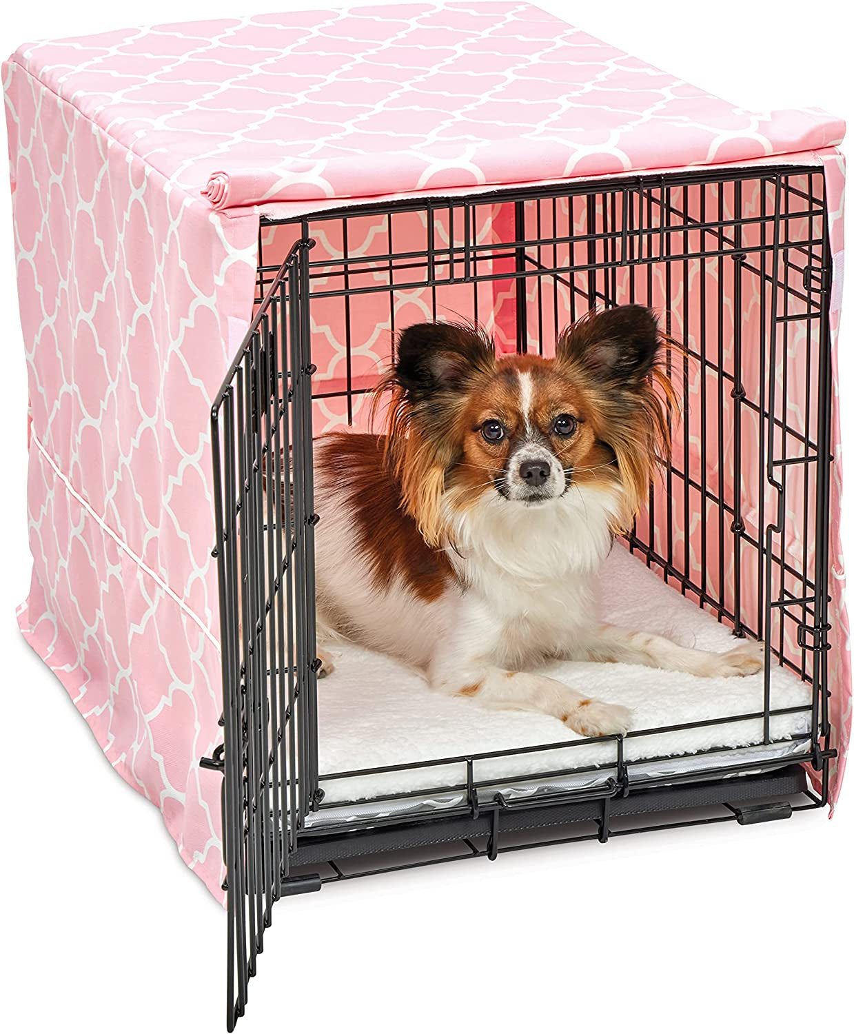 Stylish 24" Pink Dog Crate Cover with Teflon Protector – Fits Midwest Crates, Durable Designer Pattern, Easy to Clean for Cozy & Protected Dog Space