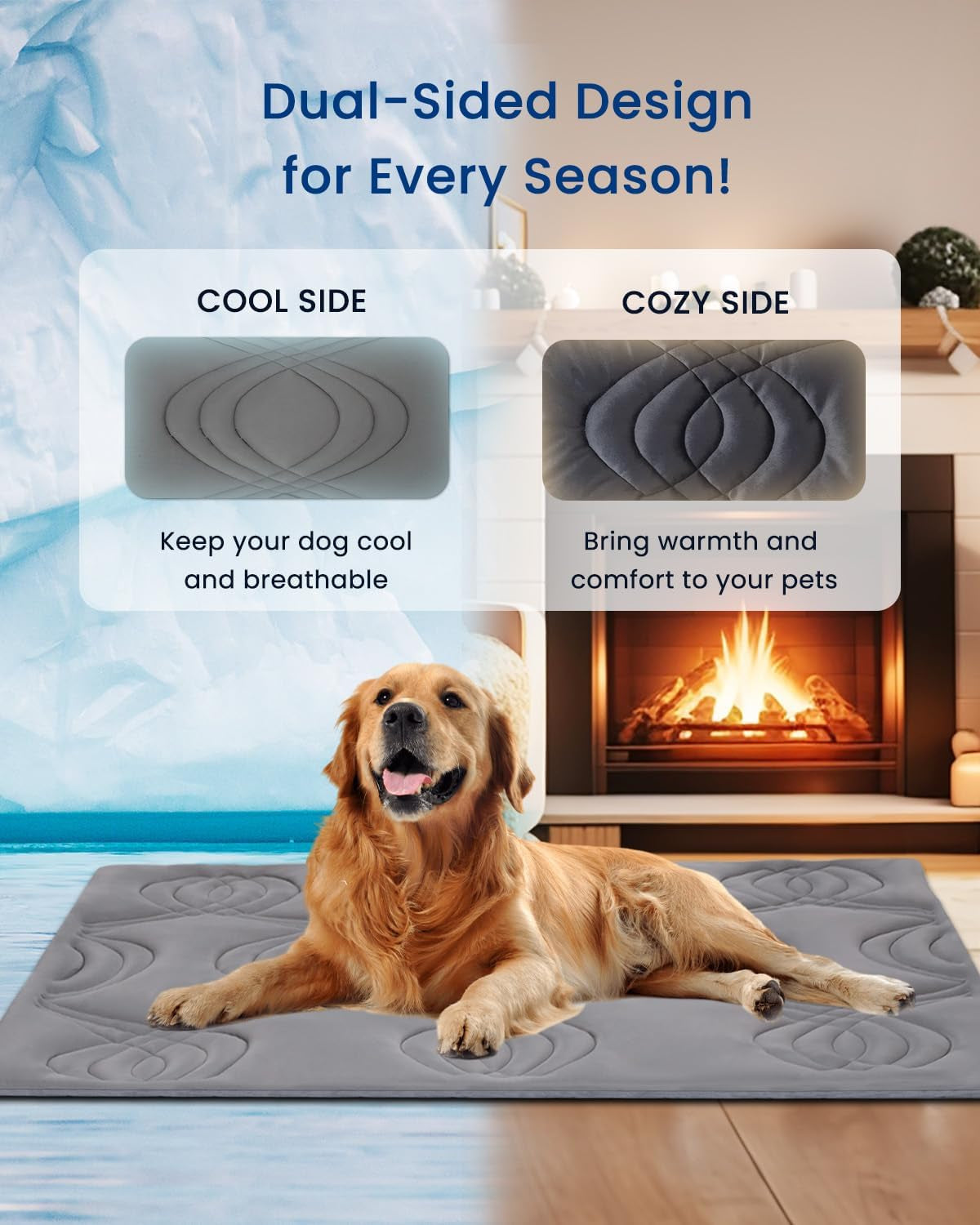 Large Dog Cooling Mat - Reversible Silicone Pet Cooling Pad, Durable & Washable, Ideal for Hot & Cold Use