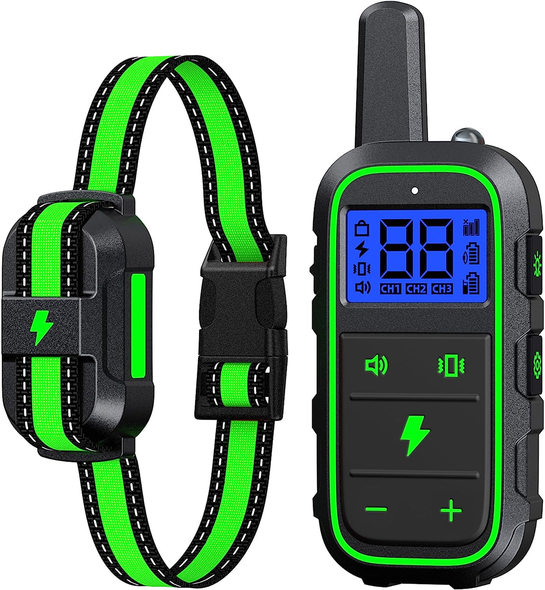 Dog Training Shock Collar, 4 Modes, Waterproof, Rechargeable, 3300Ft Range, Green