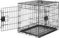 24-Inch Foldable Metal Dog Crate with Tray - Durable Single Door Wire Kennel from Amazon Basics, Black