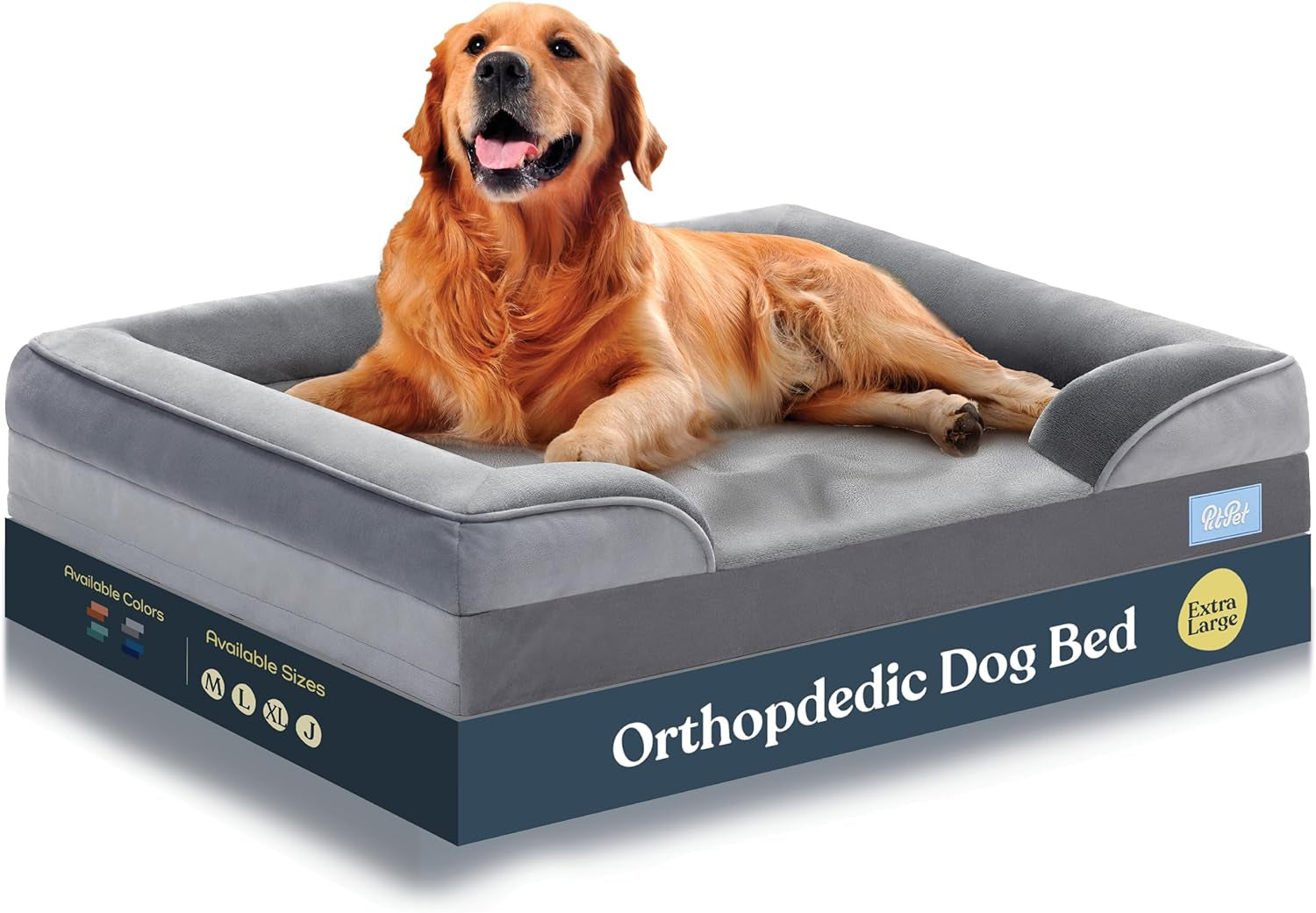 Orthopedic Sofa Dog Bed, Egg Foam, Extra Head/Neck Support, Waterproof, Medium Dogs