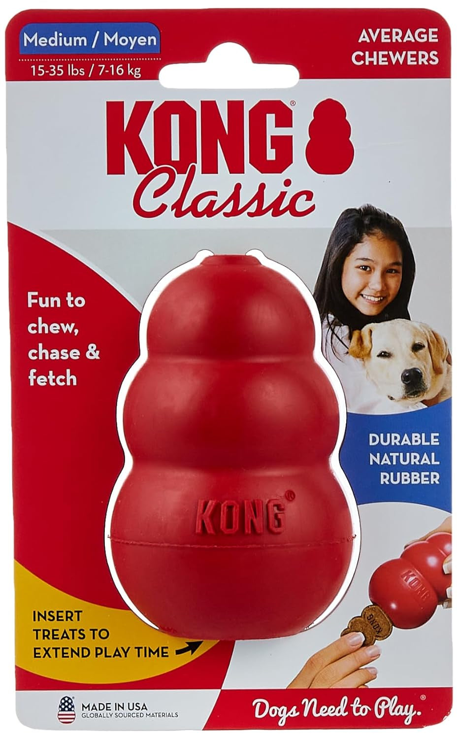 KONG Classic Medium Dog Toy Red Medium Pack of 2