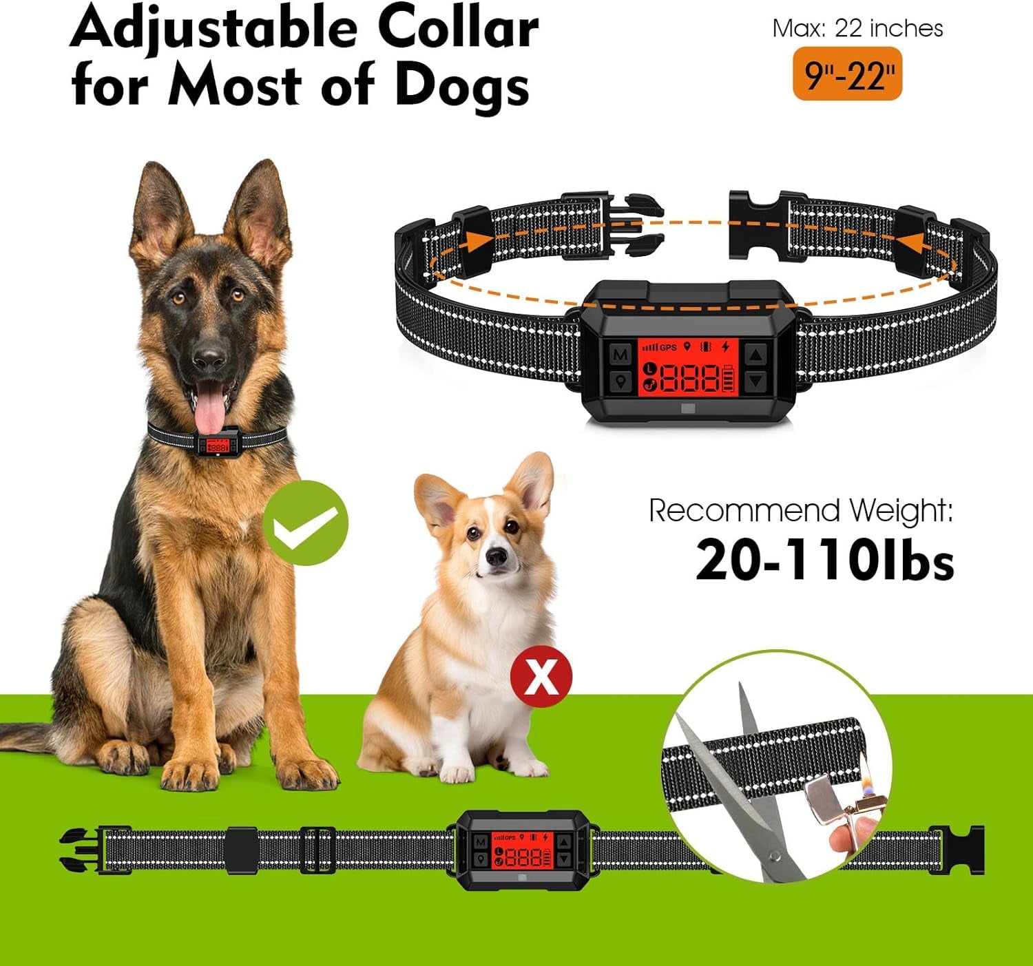 Electric Fence with GPS Dog Collar – Adjustable Smart Wireless Dog Fence System, Waterproof, 33-999 Yard Range for Most Dog Breeds
