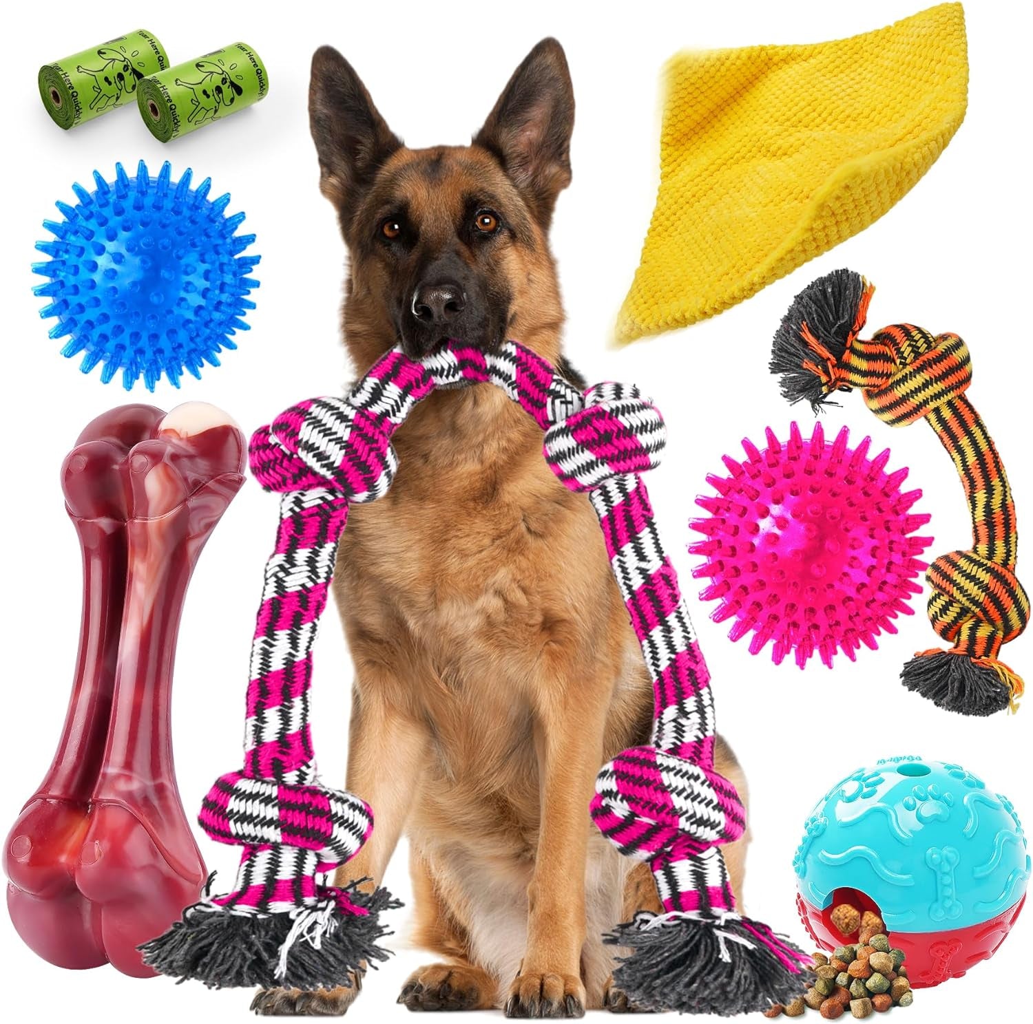 Zeaxuie 9-Pack Dog Chew Toys for Aggressive Chewers - Durable Rope, Squeaky Toys & Indestructible Bone for Large Breeds