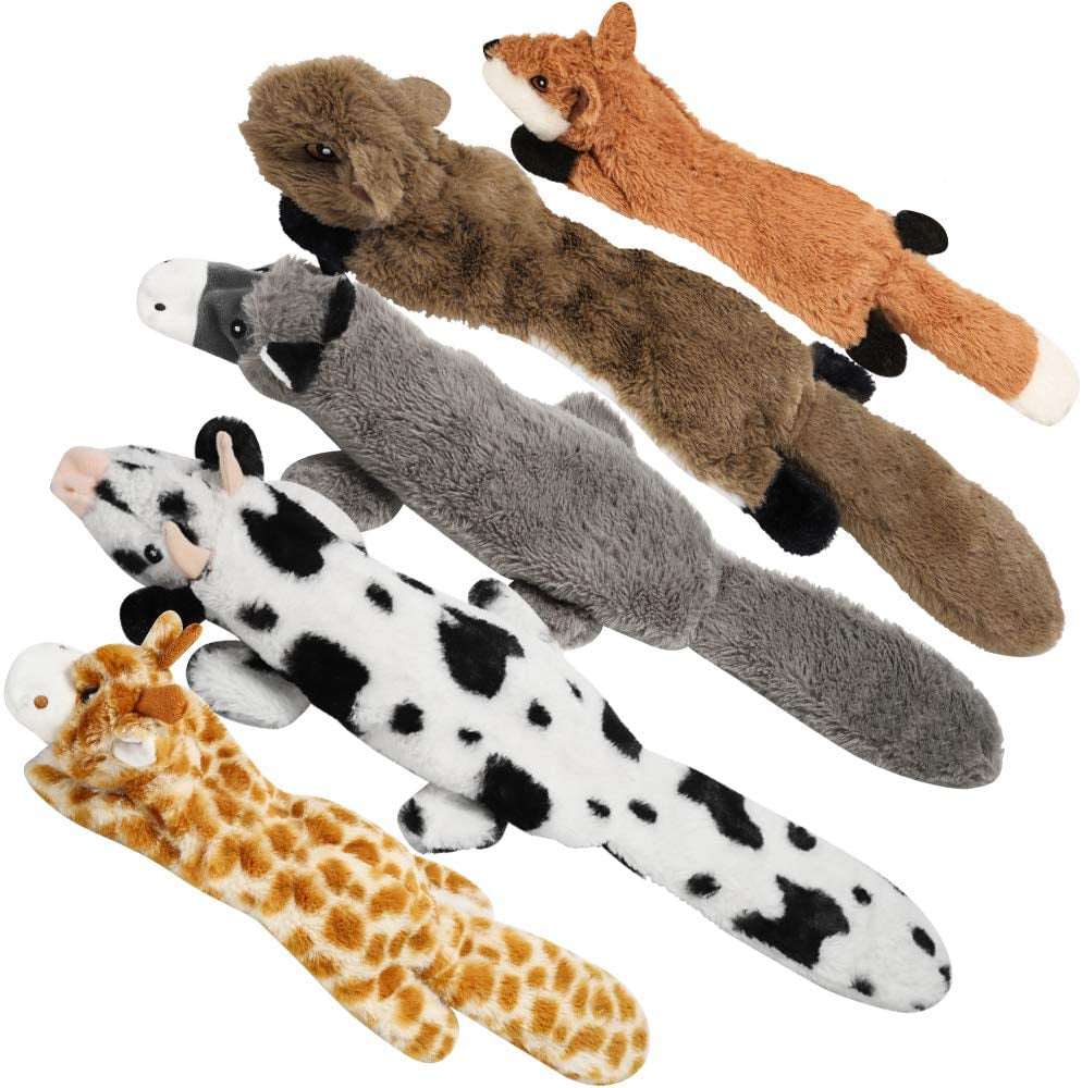 Nocciola 5-Pack Crinkle Squeaky Dog Toys, Durable Plush, No Stuffing