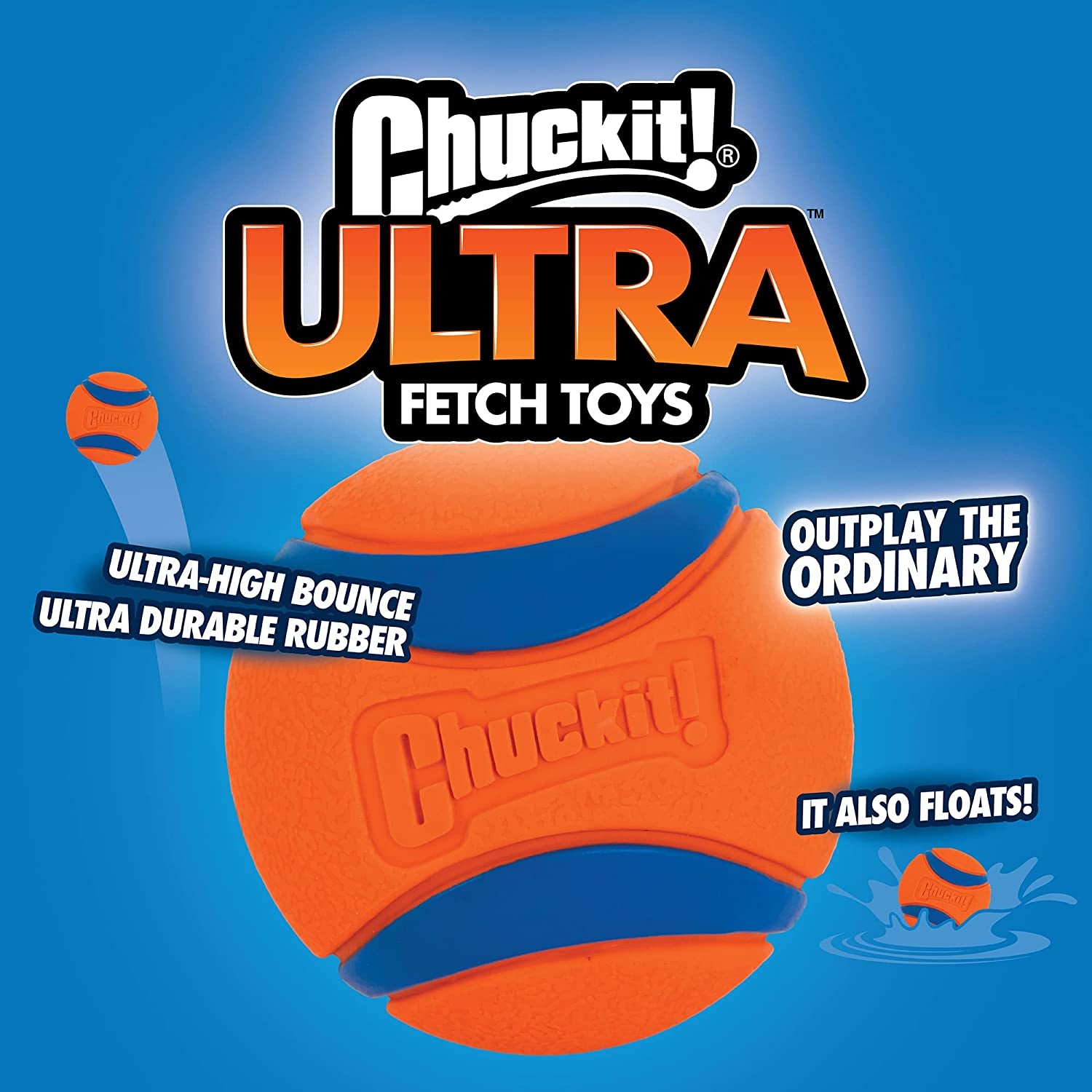 Chuckit Ultra Ball Large Dog Toy: Durable for Breeds 60-100 Lbs, 3.0 Inch Diameter