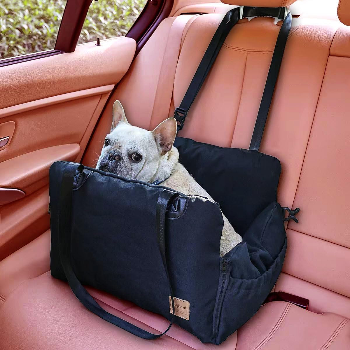 Detachable Dog Car Seat for Puppies, Equipped with Storage Bag & Safety Belt, Airbag Protection, Washable Travel Seat