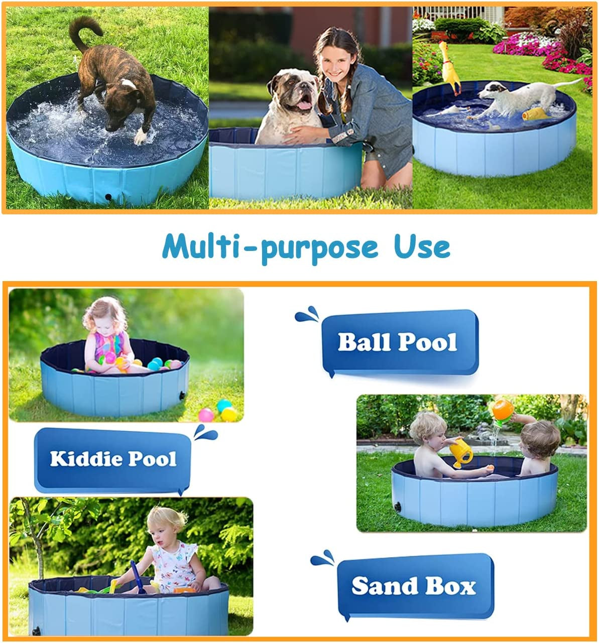Portable Foldable Dog Pool, PVC, Suitable for Indoor & Outdoor Use, 32"x8"