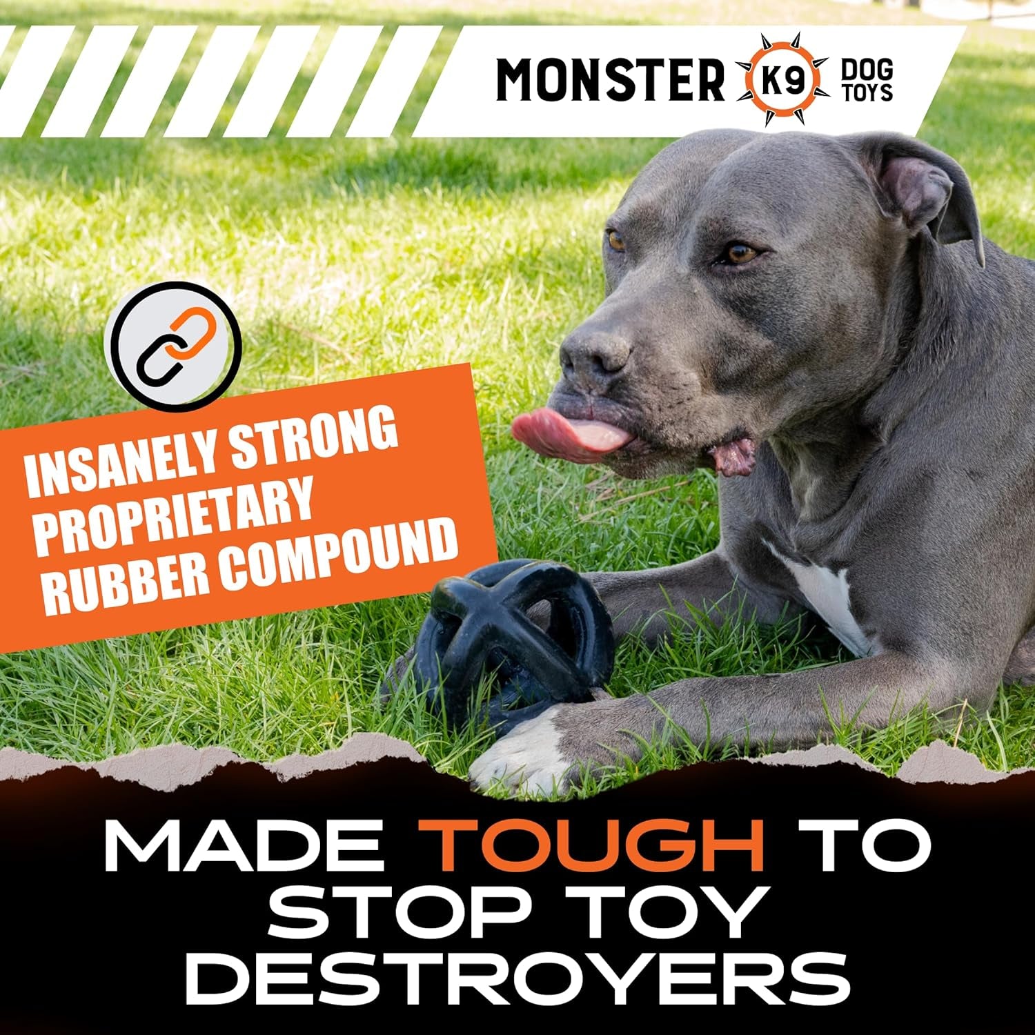 Monster K9 Indestructible Ring Ball – Ultra Durable 5.5" Chew, Tug, & Fetch Toy for Medium & Large Aggressive Chewers