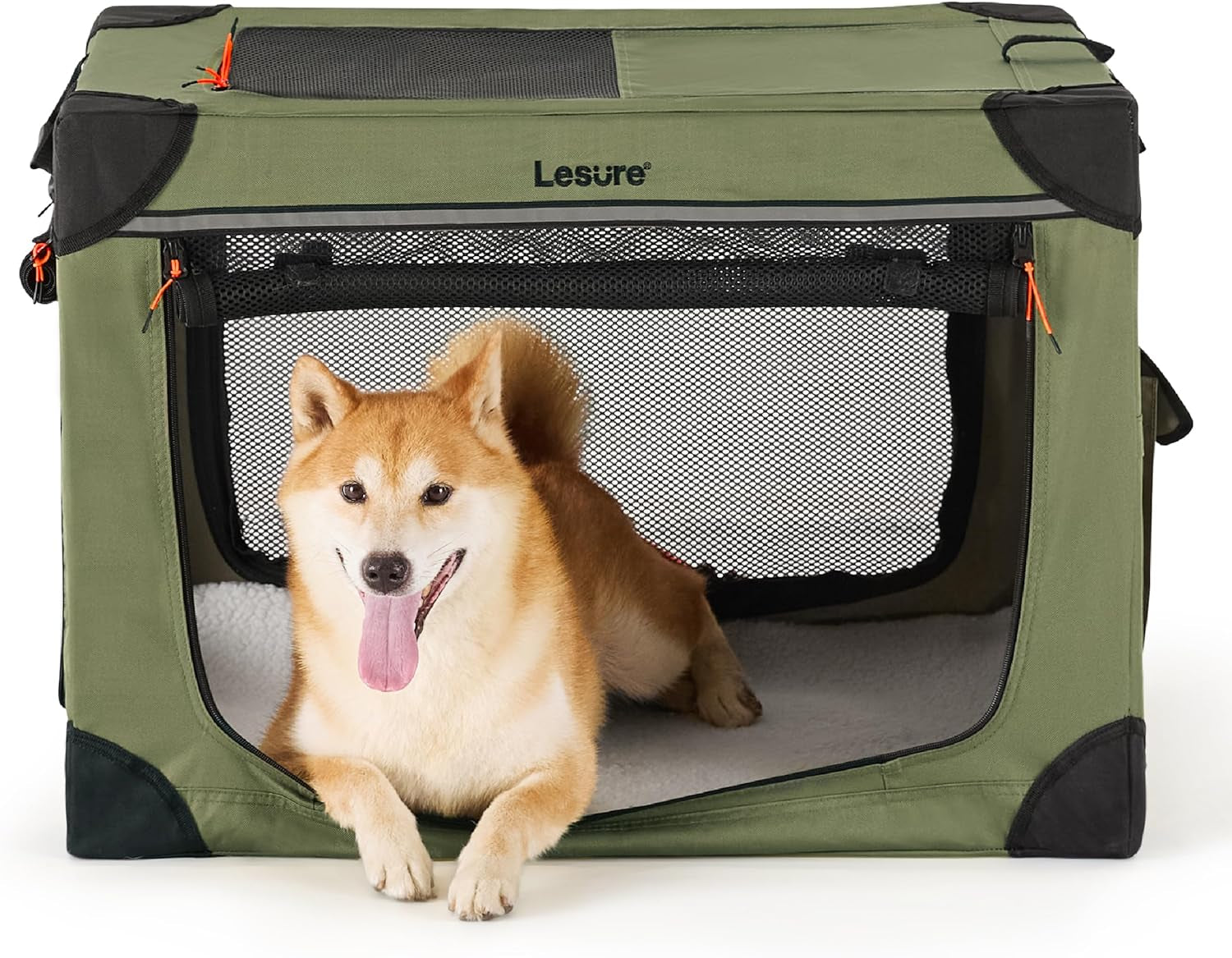 Lesure Soft Collapsible Dog Crate – 4-Door Portable Foldable Travel Kennel with Durable Mesh for Large Dogs, Indoor & Outdoor Use