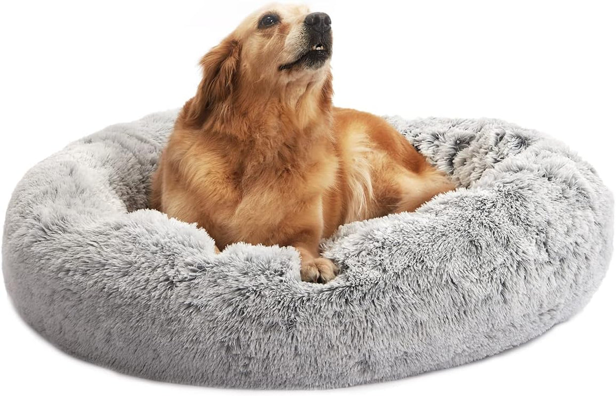 Calming Donut Dog Bed, 36" - Fluffy, Anti-Anxiety, Washable for Large Dogs - Various Colors & Sizes