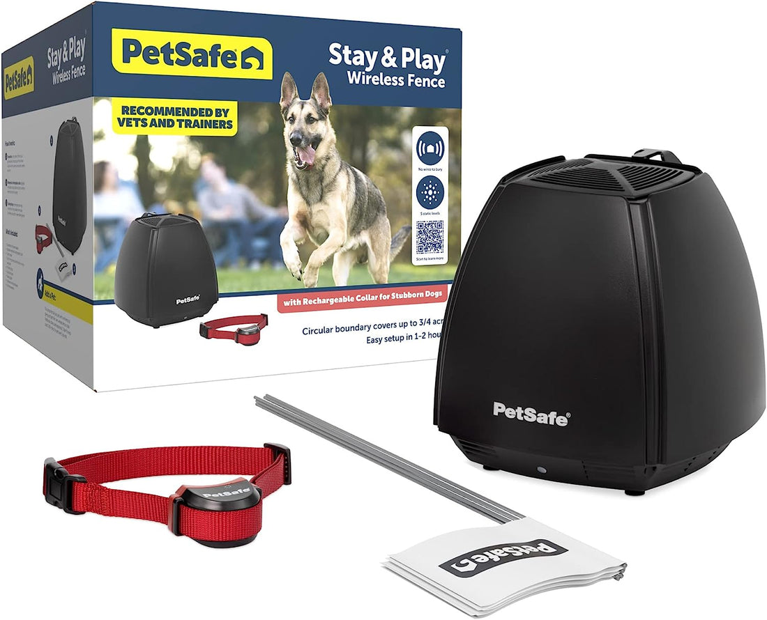 Petsafe Stay & Play Wireless Pet Fence for Stubborn Dogs - Secure 3/4 Acre Circular Yard with No Wires