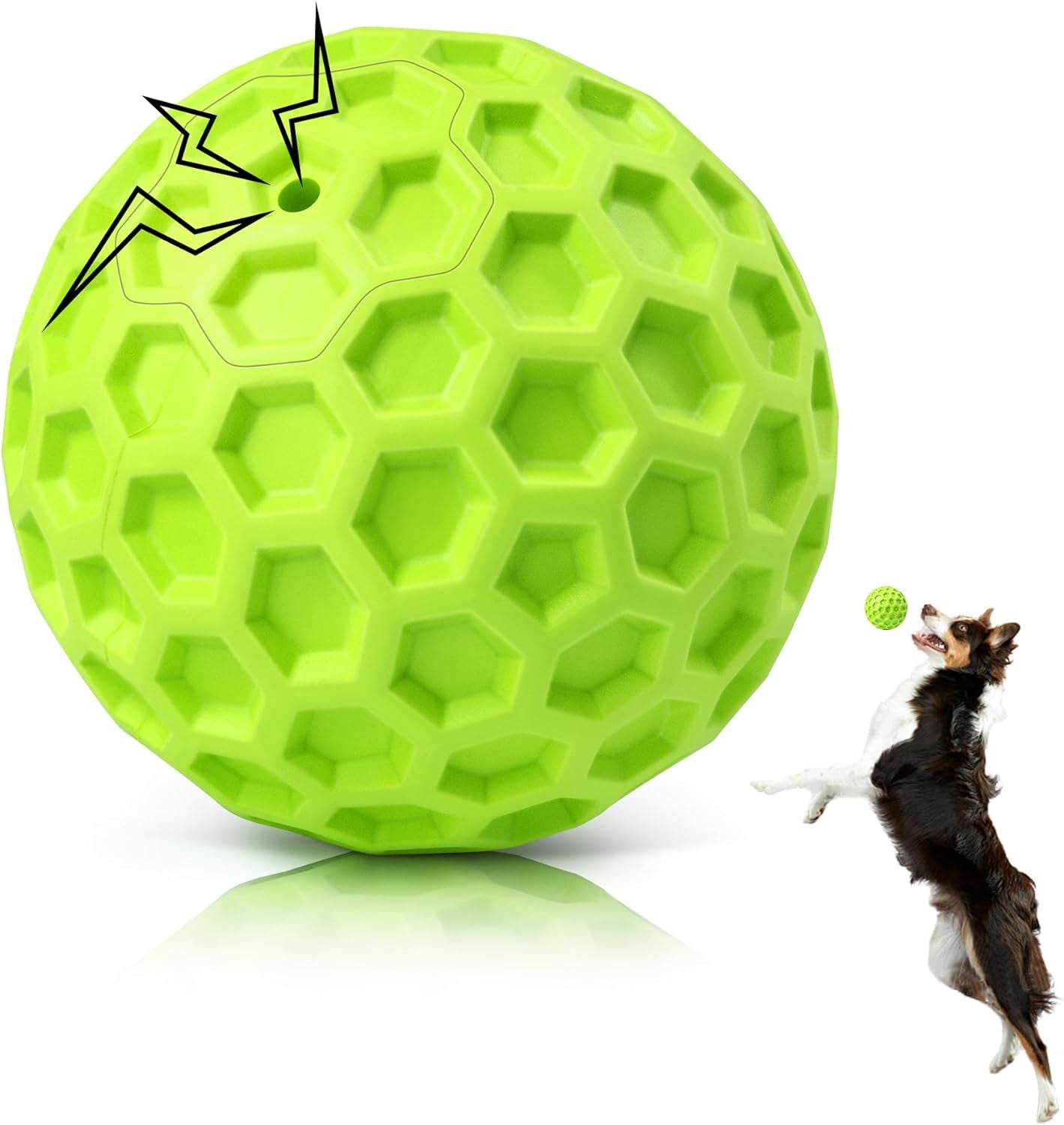 Indestructible Squeaky Dog Ball - Teeth Cleaning, Anxiety Relief, Waterproof Chew Toy for Large Breeds