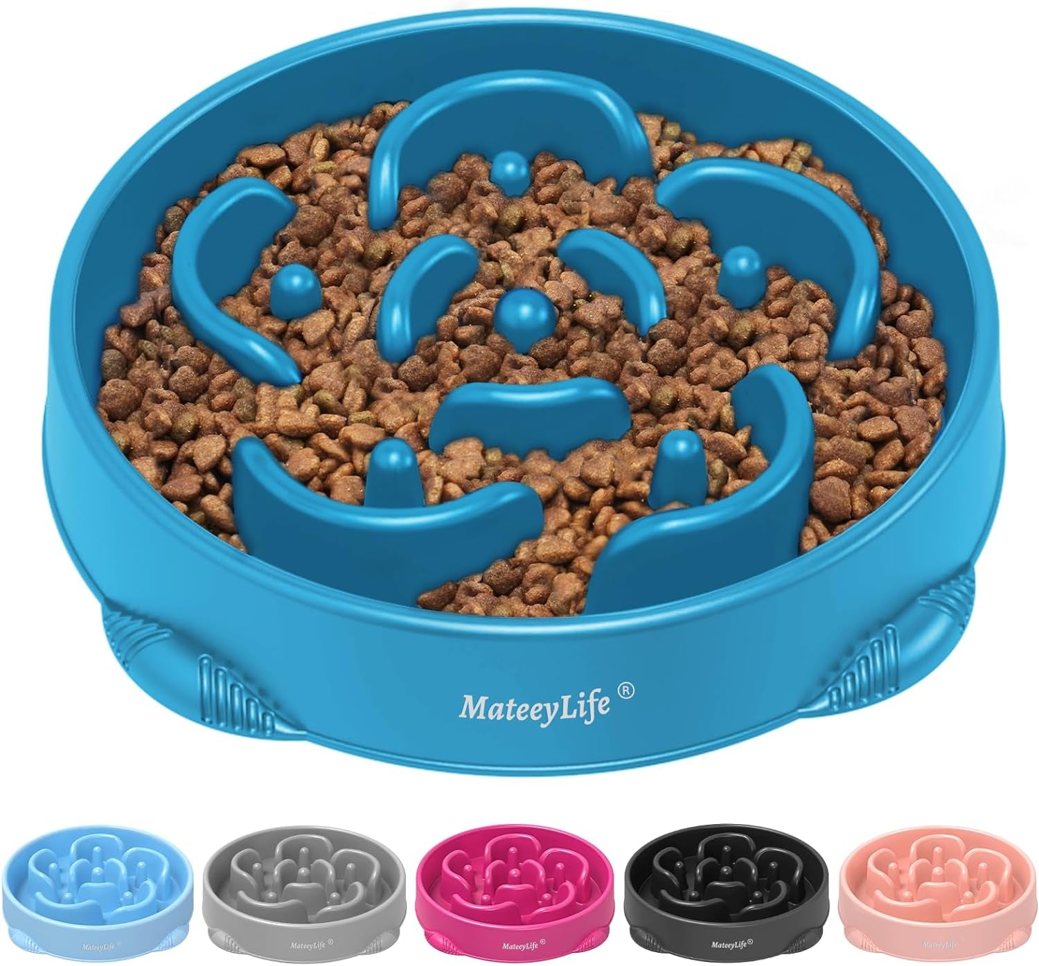 Mateeylife 1 or 2 Pieces, Slow Feeder Dog Bowls: Anti-Choking Puzzle Bowls - Various Colors