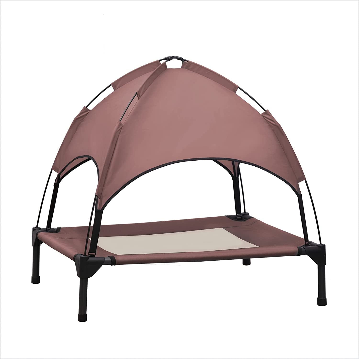 Small Elevated Dog Bed with Canopy - Upgraded 30in Outdoor Raised Dog Cot Bed with Removable Shade Tent