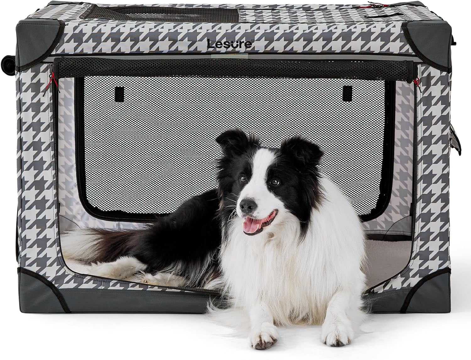 Lesure Soft Collapsible Dog Crate – 4-Door Portable Foldable Travel Kennel with Durable Mesh for Large Dogs, Indoor & Outdoor Use