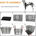 Heavy-Duty Indestructible Dog Crate – Escape-Proof Cage with Removable Trays, Wheels, Double Door, XL Size for Large Dogs