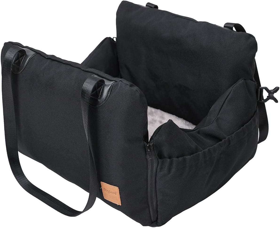 Detachable Dog Car Seat for Puppies, Equipped with Storage Bag & Safety Belt, Airbag Protection, Washable Travel Seat