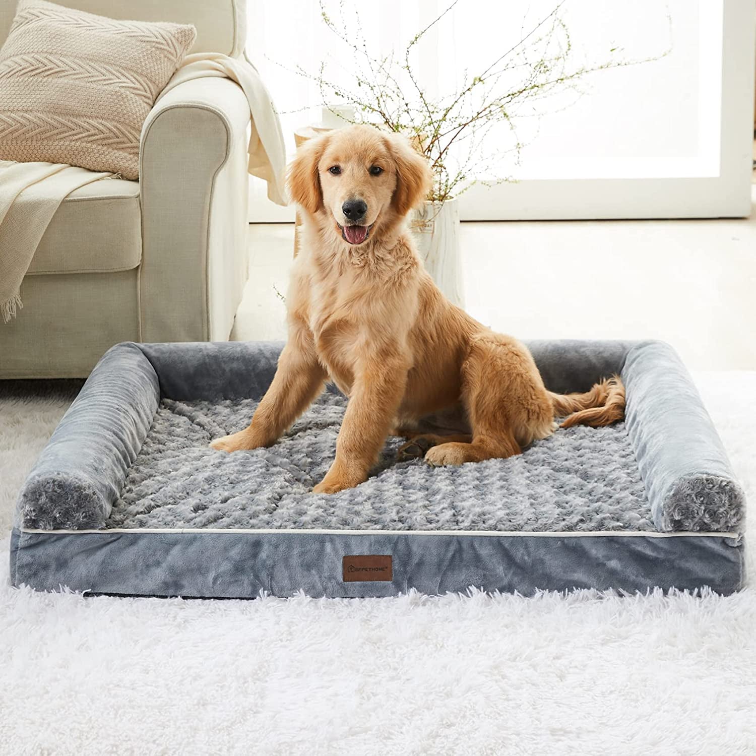 BFPETHOME Orthopedic Dog Bed, Large, Waterproof, Removable Washable Cover