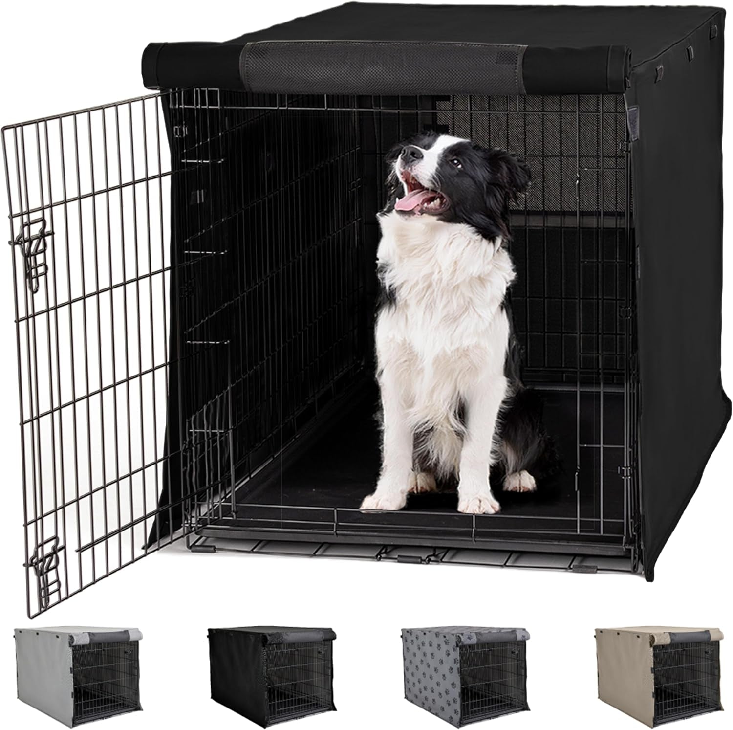 Gorilla Grip Heavy Duty Dog Crate Cover - Privacy Cover with Mesh Windows, Fits 30" Wire Crates, Washable, Paw Design