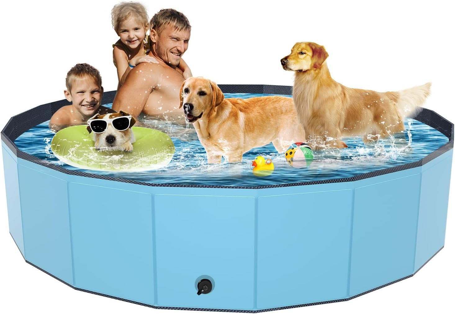 Foldable Medium Dog Pool, Collapsible Bath for Dogs & Kids, PVC, 40"x12"