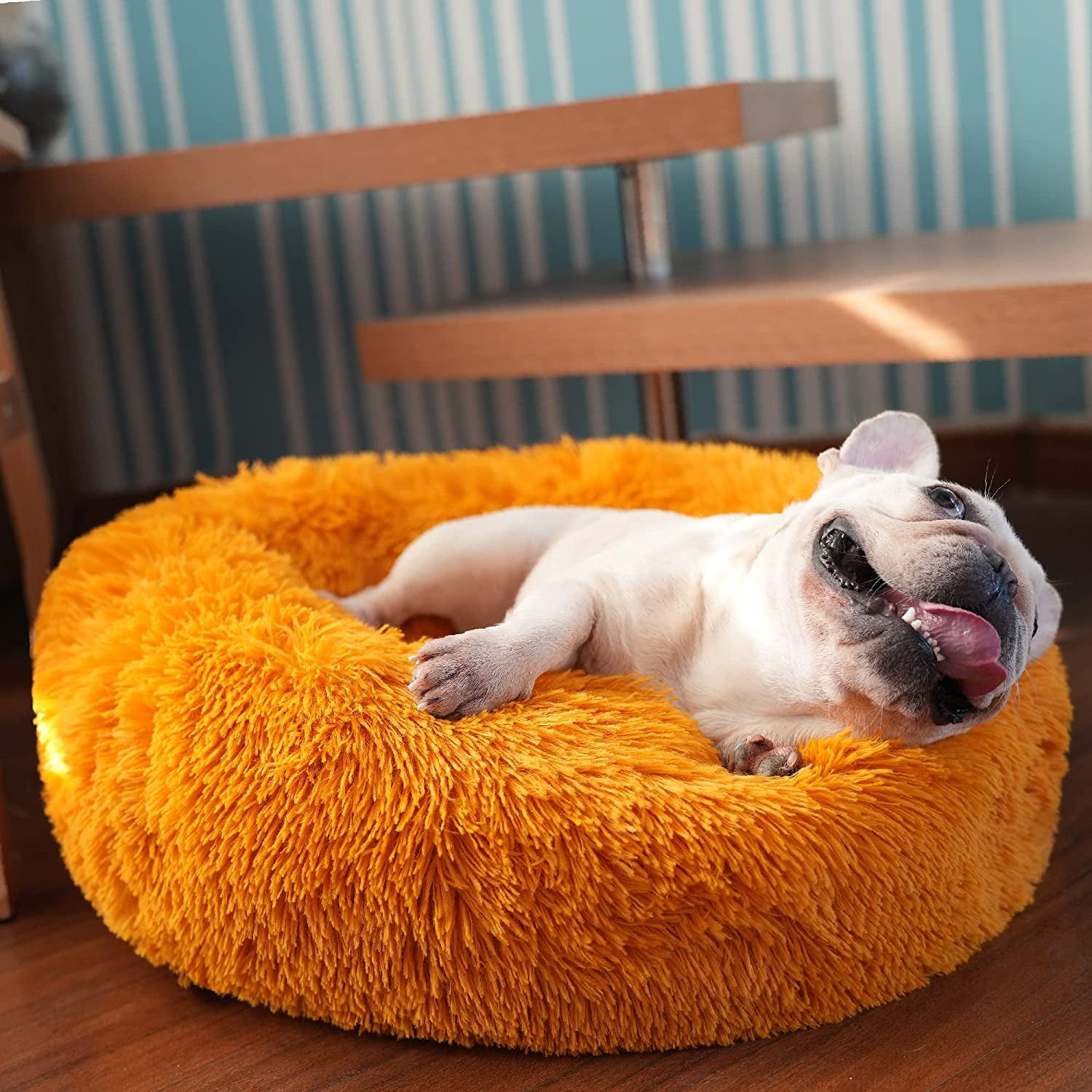 Small Calming Dog Bed - Anti-Anxiety, Washable, Fluffy, Waterproof, Anti-Slip Base