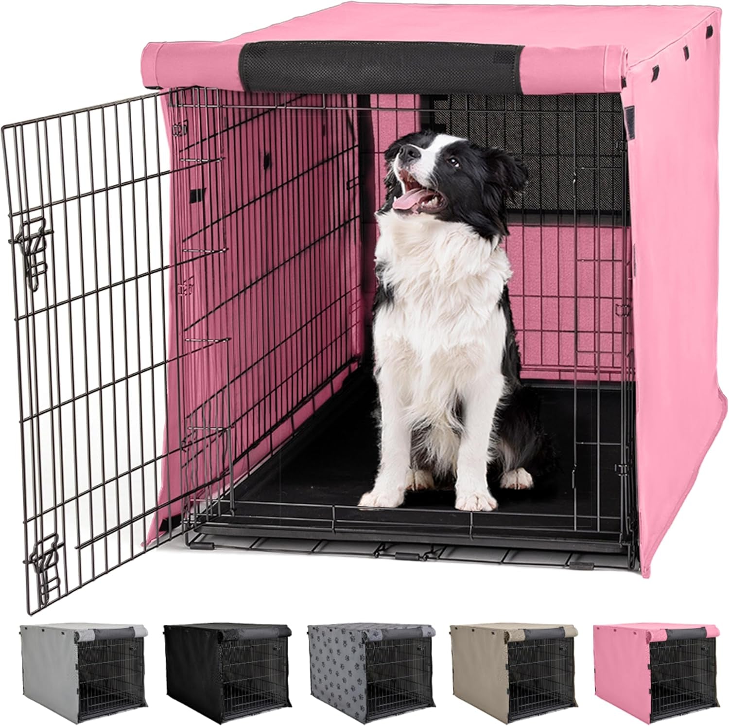 Gorilla Grip Heavy Duty Dog Crate Cover - Privacy Cover with Mesh Windows, Fits 30" Wire Crates, Washable, Paw Design