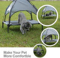 Small Elevated Dog Bed with Canopy - Upgraded 30in Outdoor Raised Dog Cot Bed with Removable Shade Tent