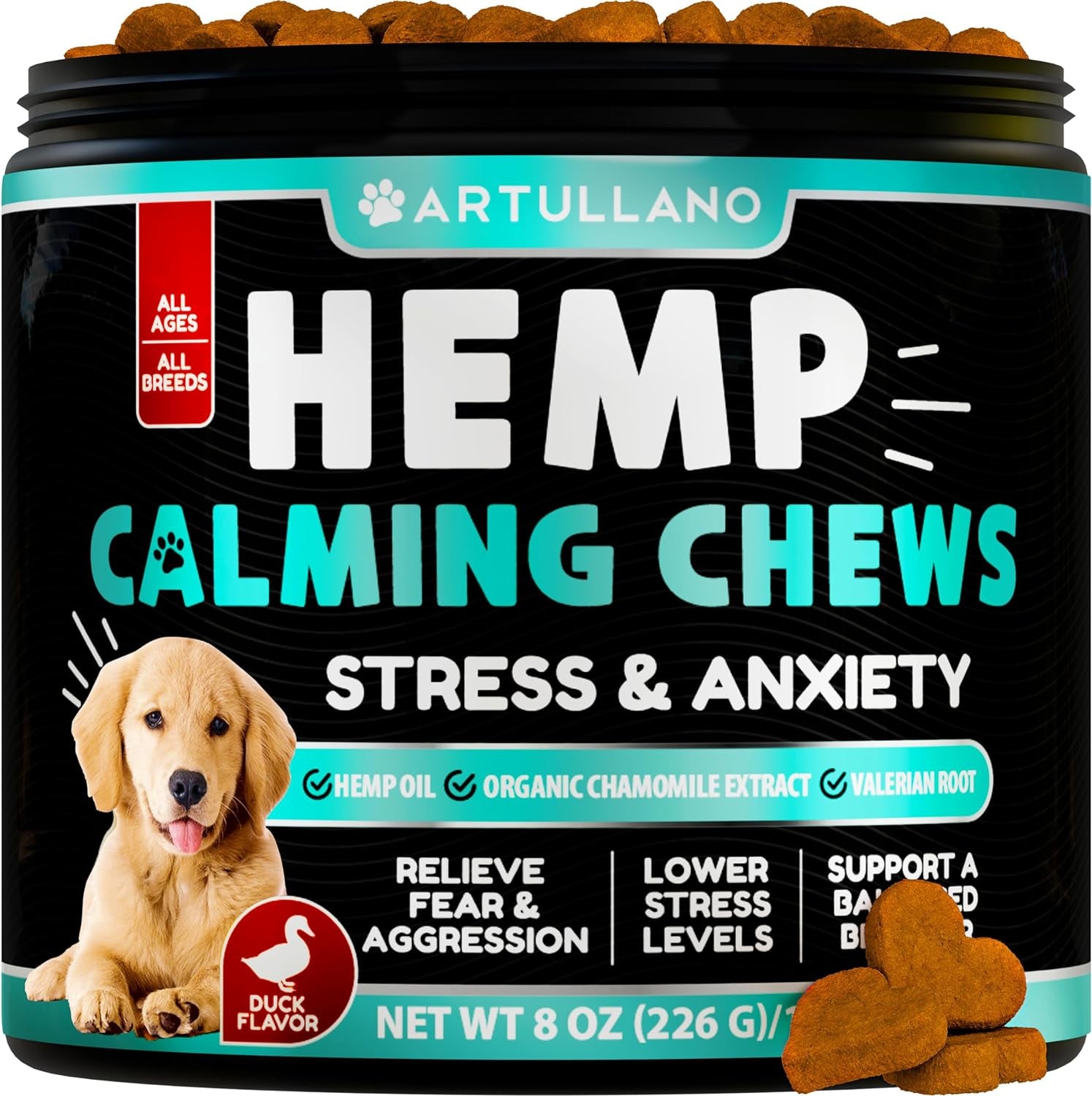 Hemp Calming Chews for Dogs – Advanced Anxiety Relief & Joint Support, 120 Natural Chews for Stress, Hip & Joint Care, Health & Wellness