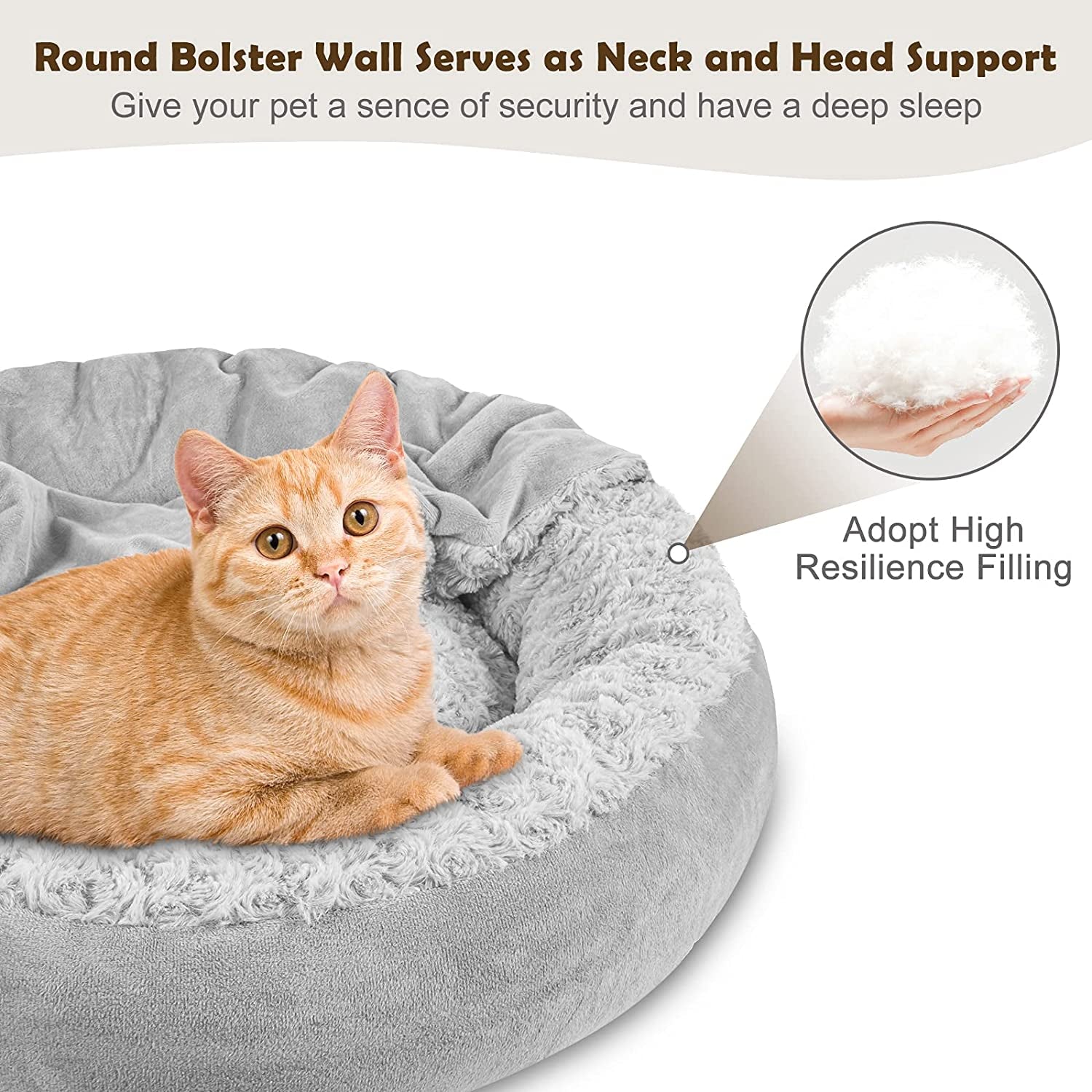 JoeJoy 23" Deluxe Hooded Dog & Cat Bed: Anti-Slip, Anti-Anxiety Donut Cuddler, Machine Washable