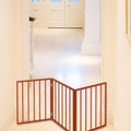 Multi-Panel Foldable Wood Dog Gate - Freestanding Indoor Pet Fence, Retractable Gate for Stairs & Doorways