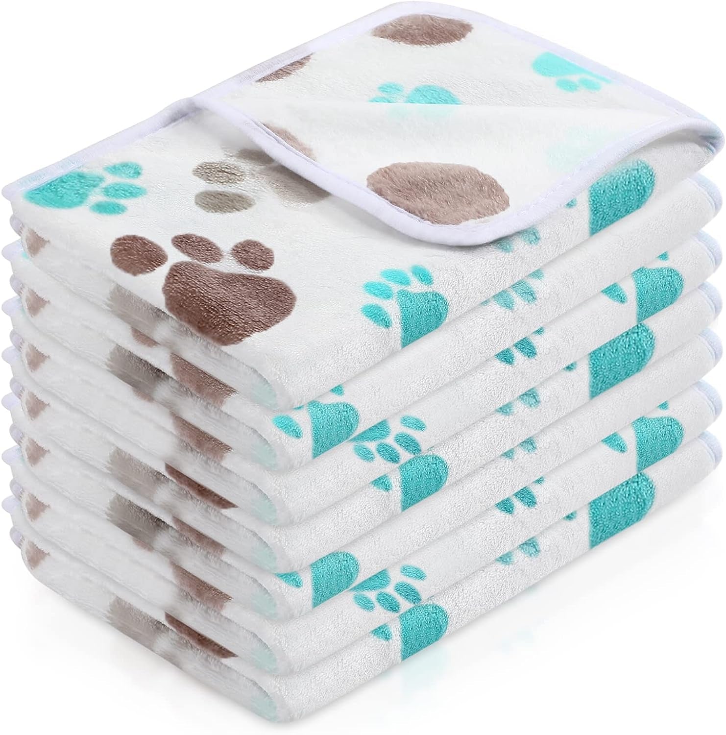 4-Piece Pet Blanket Set - Paw Print Fleece Blankets for Small & Medium Dogs, Guinea Pigs & Small Animals