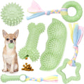 Puppy Teething Toy Set - 6 Pack Green Rubber Chew Toys for Small Breeds