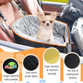 Memory Foam Dog Car Seat for Small Dogs Up to 35 lbs - Elevated Travel Booster Seat with Washable Cover & Storage Pockets, Black/Gray