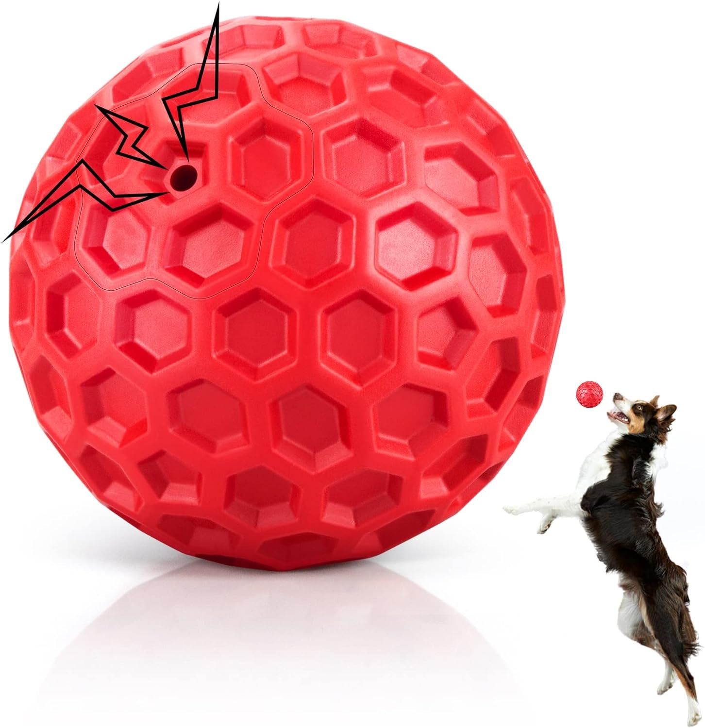 Indestructible Squeaky Dog Ball - Teeth Cleaning, Anxiety Relief, Waterproof Chew Toy for Large Breeds