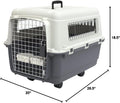 Sportpet Rolling Plastic Travel Dog Crate - Medium Gray Kennel with Wire Door, Portable & Durable, Perfect for Safe Pet Travel