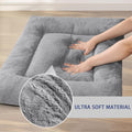 Washable Dog Crate Bed for Large Dogs - Non-Skid Comfort Pad Mat, Fits Metal Crates, Light Grey