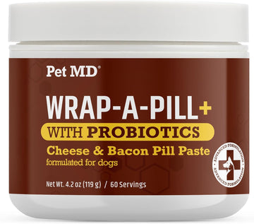 Wrap-A-Pill with Probiotics for Dogs, Easy-to-Use Pill Wrap Paste for Hiding Medicine, Cheese & Bacon Flavor