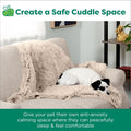 Waterproof Calming Dog Blanket – Plush Faux Fur & Velvet Furniture Protector, Washable, Extra Large Size for Dogs, Taupe