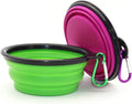 2-Pack Collapsible Dog Bowls with Carabiners: Small, Portable, Blue+Green for Travel