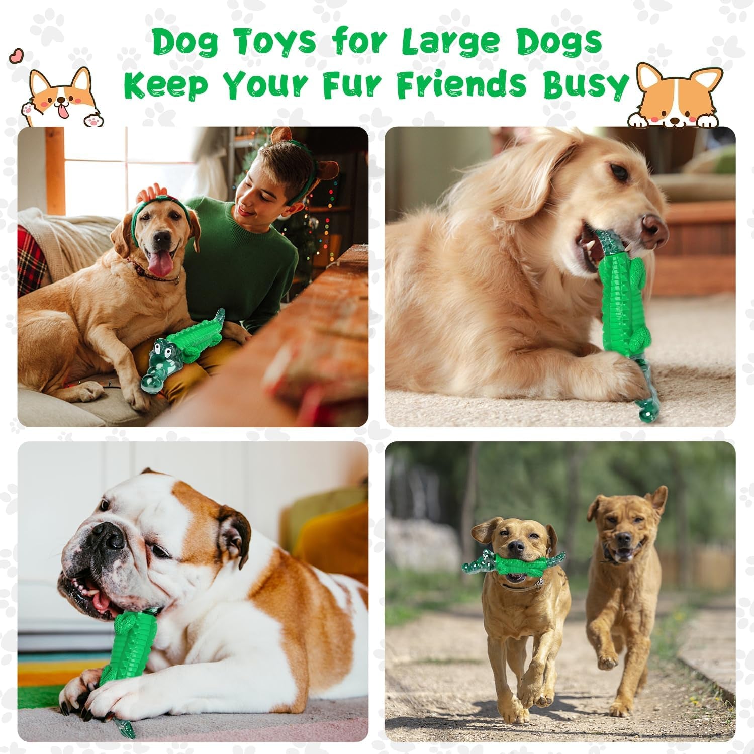 Indestructible Dog Chew Toys: Tough, Durable for All Sizes, Squeaky, for Aggressive Chewers