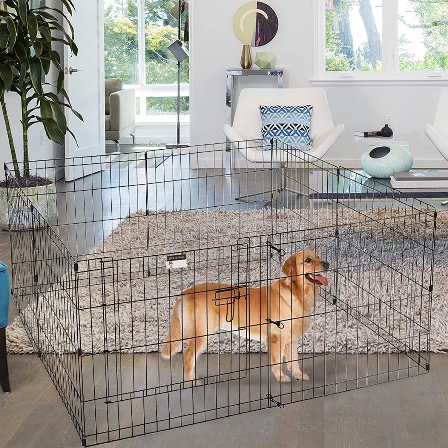 PETMAKER Puppy Playpen - Foldable 24-Inch Metal Exercise Enclosure with 8 Panels - Indoor/Outdoor Fence