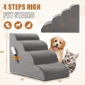 Romrol 4-Tier Dog Stairs: Non-Slip, Waterproof Fabric Cover, Ramp for Pets with Joint Issues, Grey