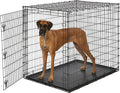 Midwest Single Door Enhanced Crate – 36-Inch Dog Crate with Leak-Proof Pan, Divider Panel, Patented Features, Floor-Protecting Feet, Ideal for Medium Breeds