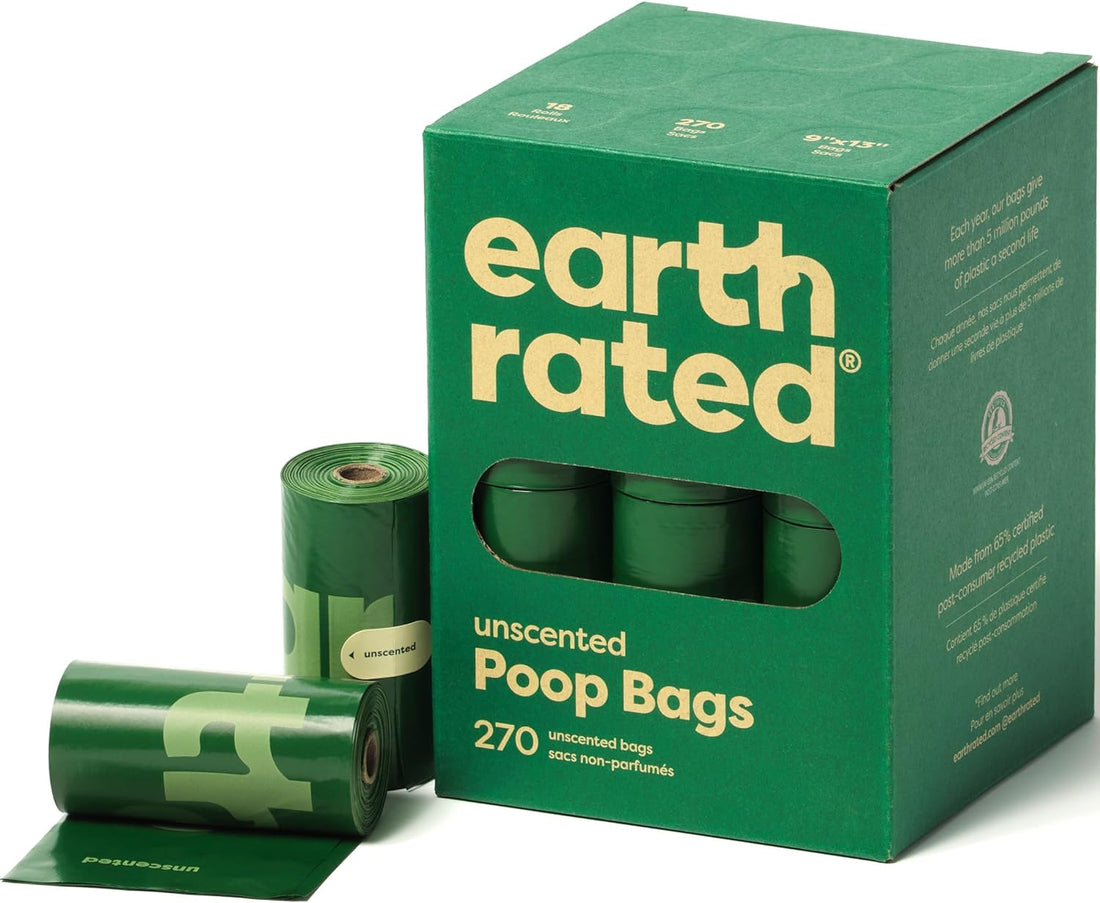 Earth Rated Dog Poop Bags – Unscented, Leak-Proof Extra Thick Waste Bags, Refill Rolls for Dogs